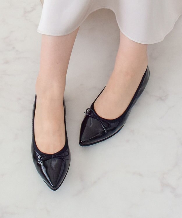 Bridget Birkin ＜抗菌消臭＞【Bridget Birkin】ポインテッドデイリーバレエシューズ ブラックエナメル