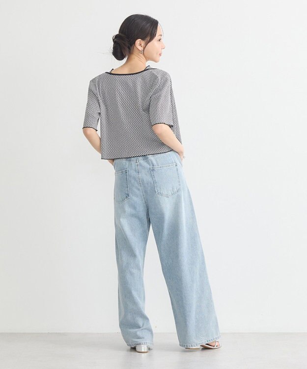 earth music&ecology ＳＥＴ２点ギンガムメロ－カーデ＋リボンタンク Black