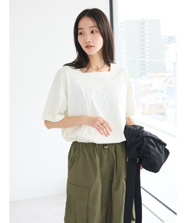 CRAFT STANDARD BOUTIQUE 接触冷感/抗菌防臭/ 前後2WAY半袖スクエアネックTee Ivory