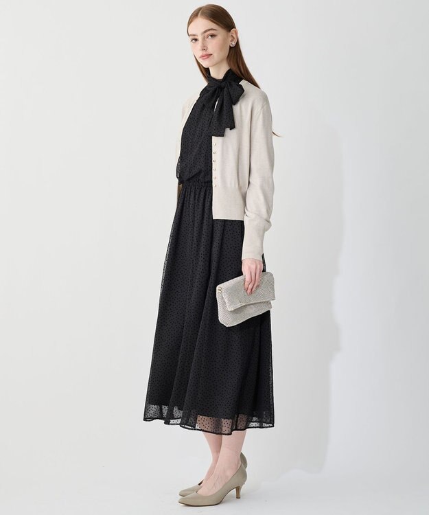 23区 S 【APPLAUDIR】シアードットフロッキー ドレス ブラック系