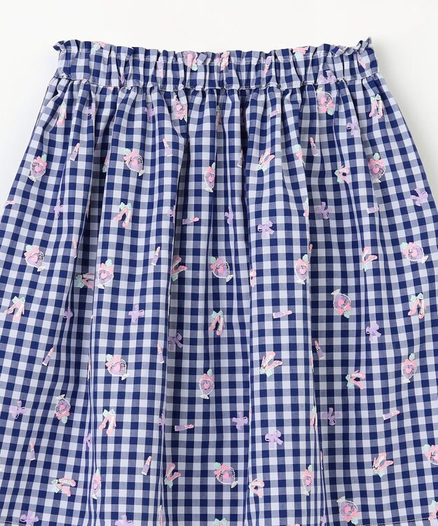 ANY KIDS ギンガム 発泡プリント スカート 青系チェック