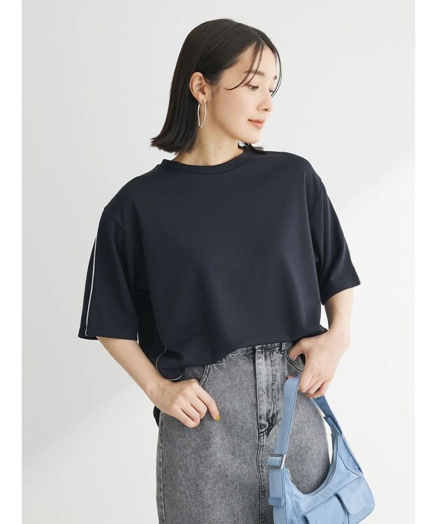 Green Parks ライン使いポンチカットプルオーバー Black