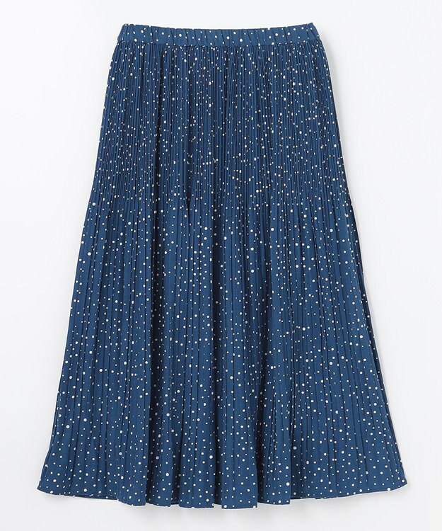 ANY 【2SET】ミニロゴトップス×ドットプリーツスカート セット ブルー×ブルー