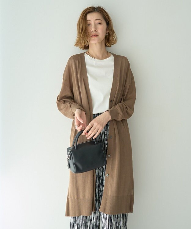 YECCA VECCA シアーニットロング丈カーディガン Dark Beige
