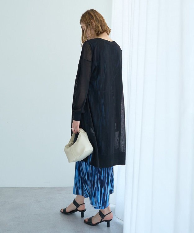 YECCA VECCA シアーニットロング丈カーディガン Black