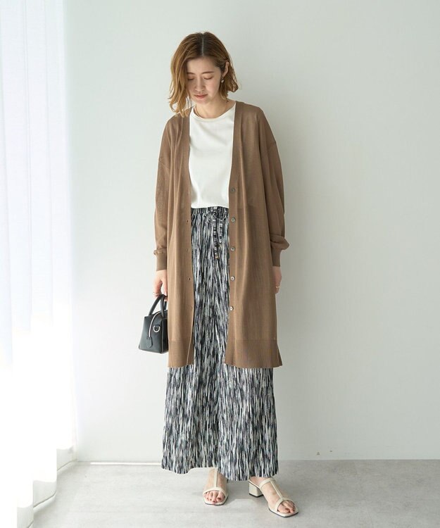 YECCA VECCA シアーニットロング丈カーディガン Dark Beige