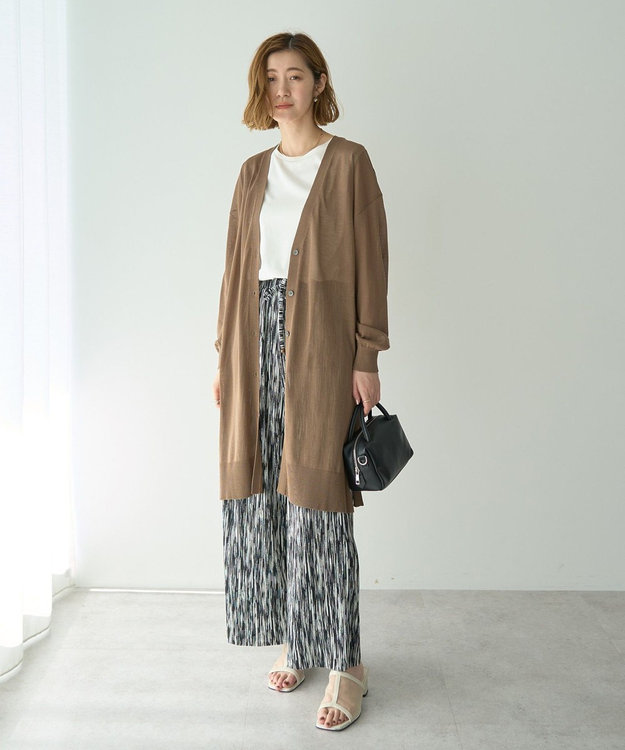 YECCA VECCA シアーニットロング丈カーディガン Dark Beige