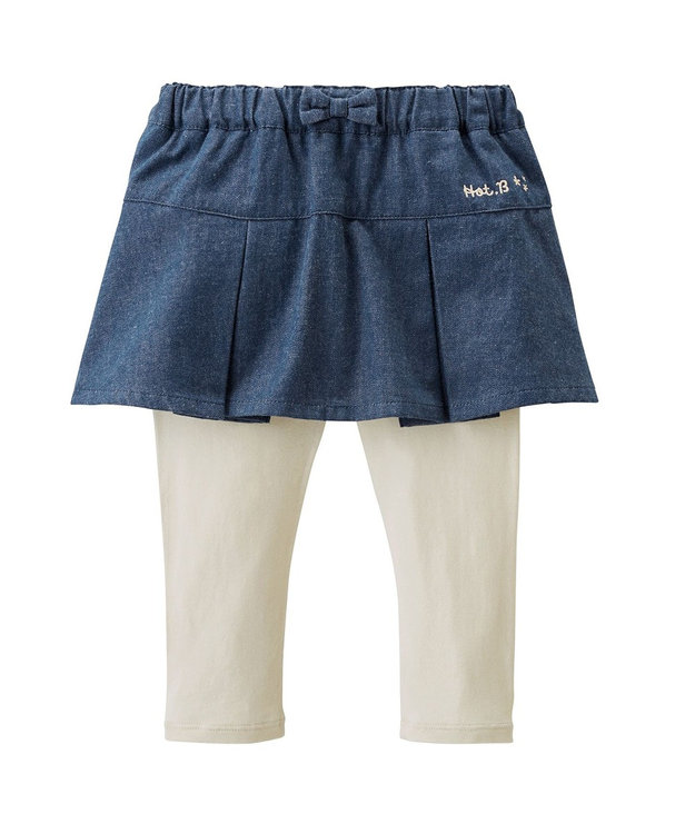 MIKI HOUSE HOT BISCUITS 【80-120cm】 デニム スカート付きパンツ 紺