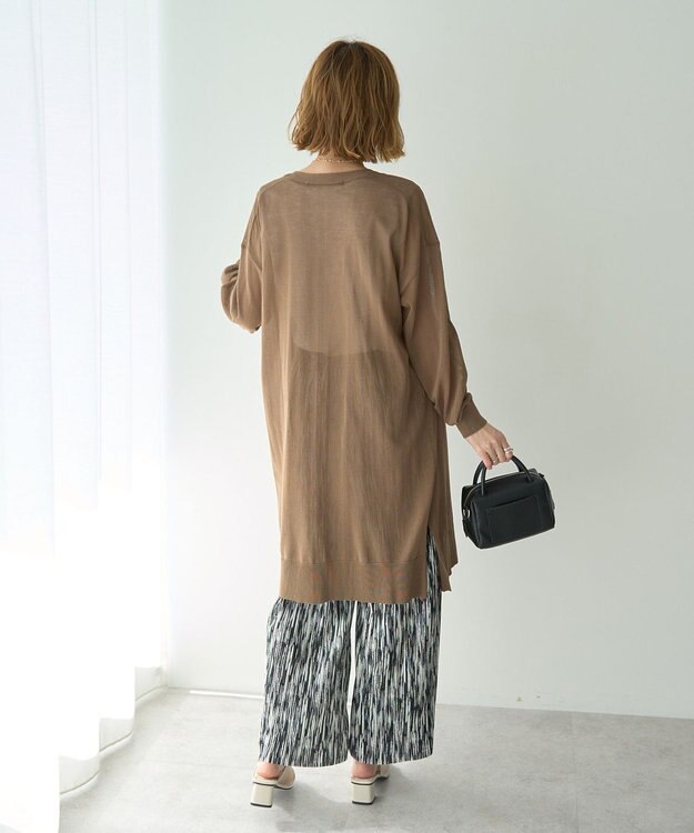 YECCA VECCA シアーニットロング丈カーディガン Dark Beige