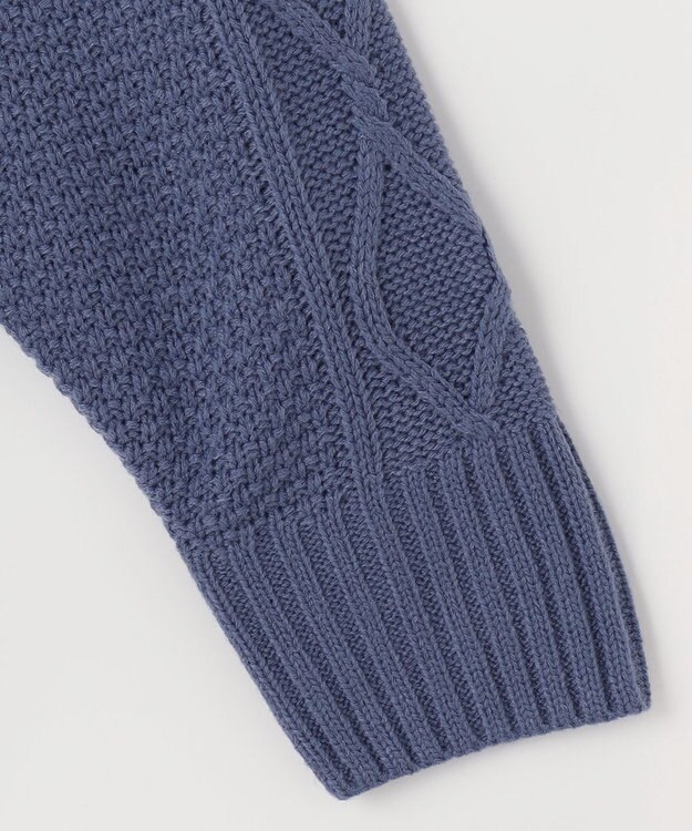 ANY 【6色展開】ソフトアクリルハイネックケーブルニット ブルー