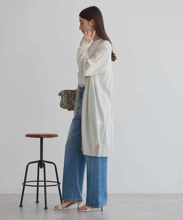 YECCA VECCA シアーニットロング丈カーディガン Light Beige