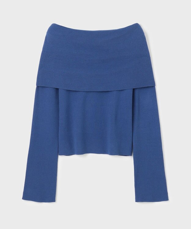 GRACE CONTINENTAL オフショルニットトップ ブルー