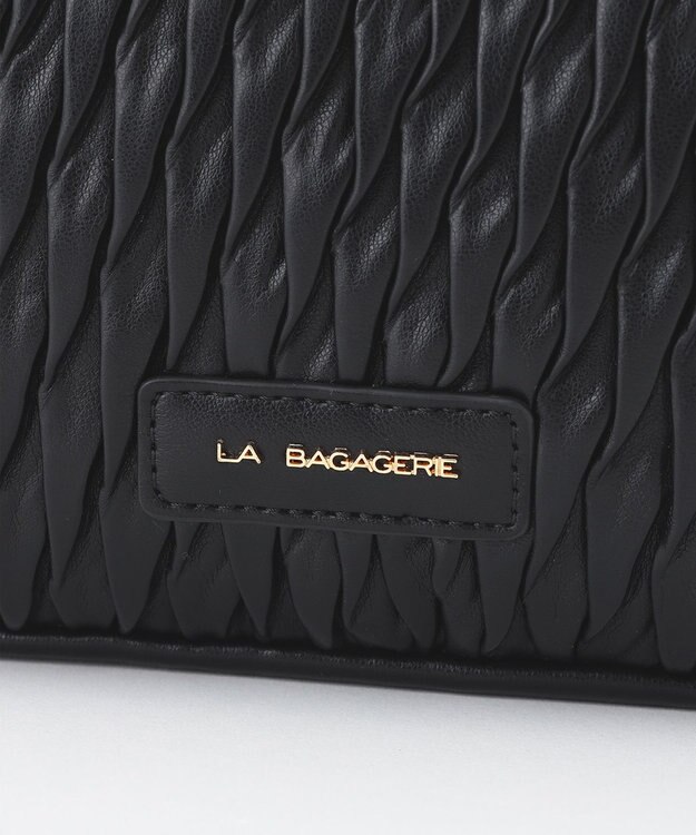 LA BAGAGERIE ランダムプリーツショルダーバッグ ブラック