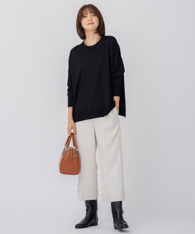 23区 【12色展開/新色追加】ウーステッドウール ビッグシルエット ニット [WEB限定]ブラック系