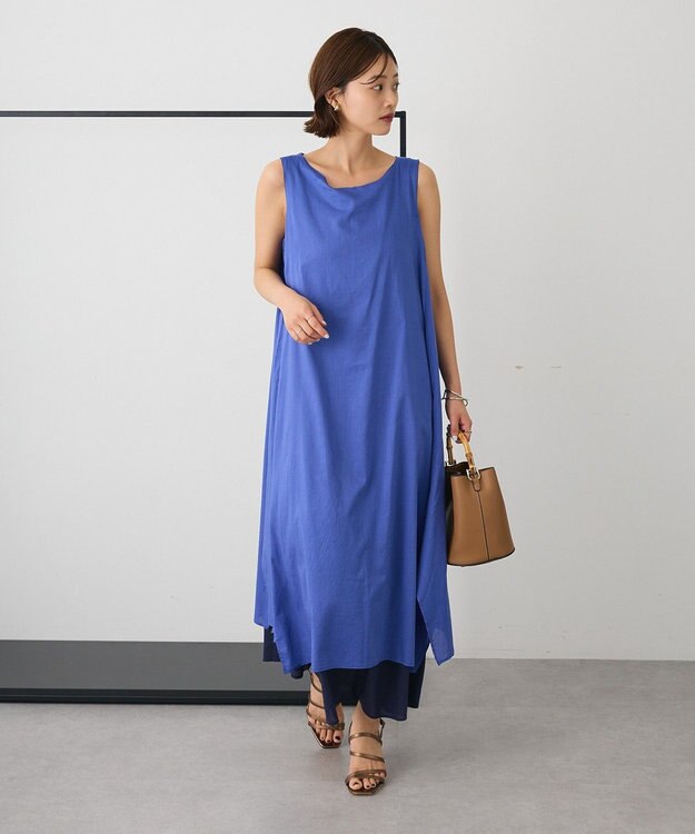 CRAFT STANDARD BOUTIQUE インド綿混フレアワンピース Blue
