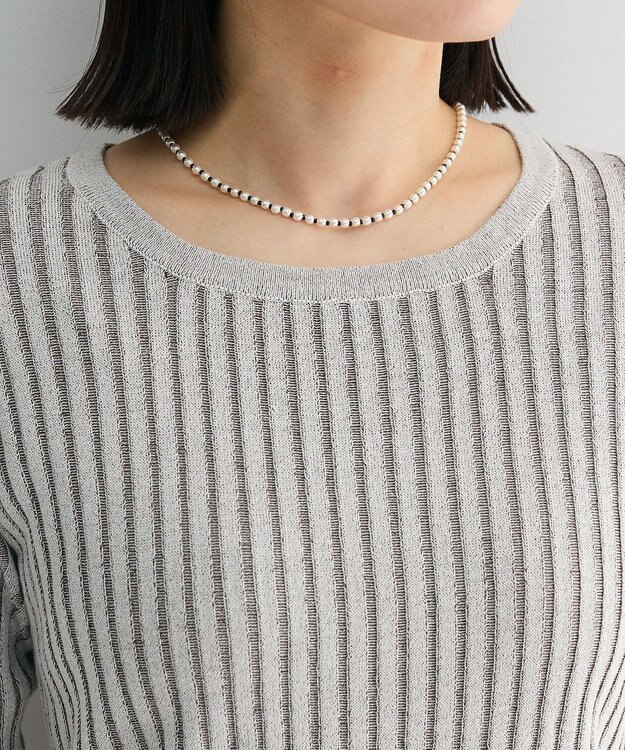 Green Parks 配色リブニットプルオーバー Light Gray