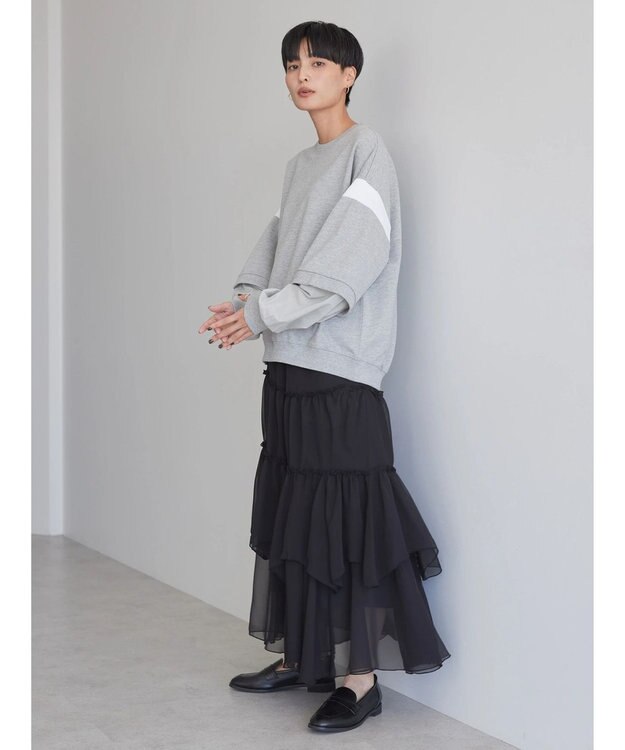 AMERICAN HOLIC 袖異素材ミニ裏毛プルオーバー Light Gray Mixture