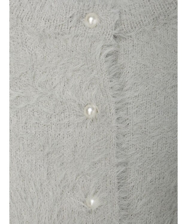 earth music&ecology ミニシャギーパールボタンカーディガン Light Gray