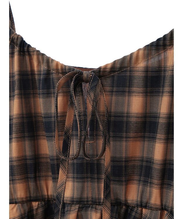 Green Parks チェックペプラムキャミワンピース Orange