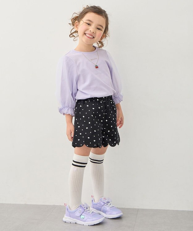 ANY KIDS 【ANY KIDS別注モデル】瞬足 ネコモチーフスニーカー ラベンダー