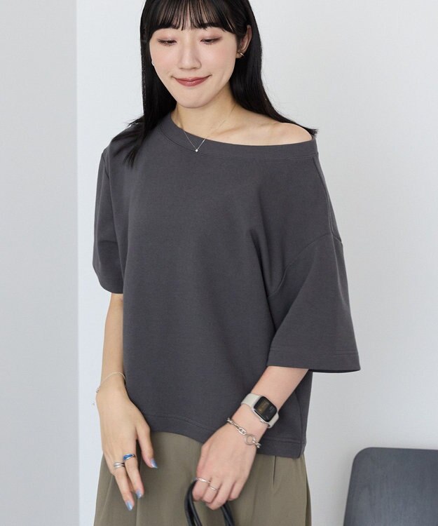 AMERICAN HOLIC 2WAYオフショルスウェット半袖プルオーバー Charcoal Gray
