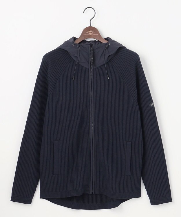 JOSEPH ABBOUD MOUNTAIN 【日本素材・ストレッチ】コットンムリネ アウトドア ニット パーカー ネイビー系