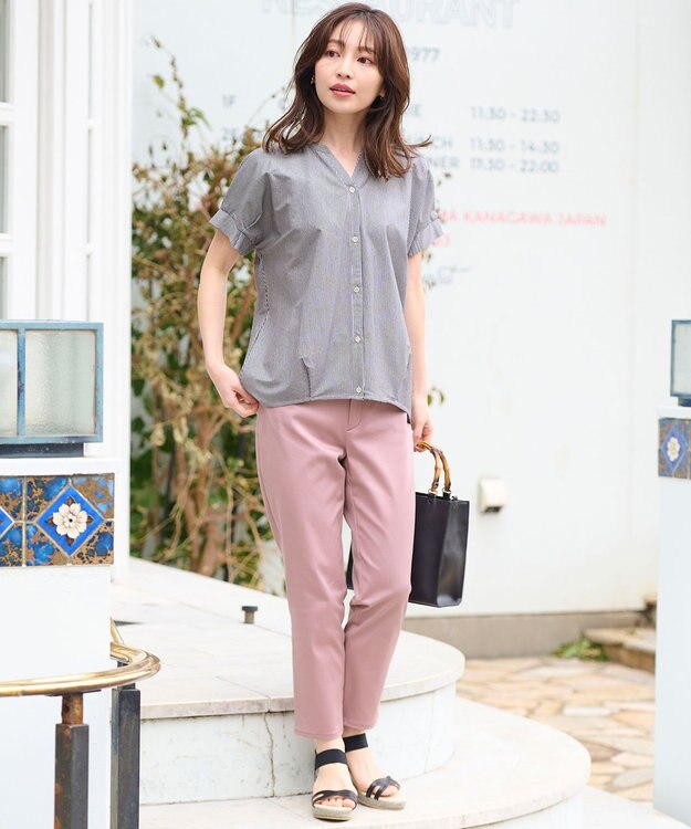 ANY SIS 【撥水】サテンストレッチビューティ パンツ ピンク