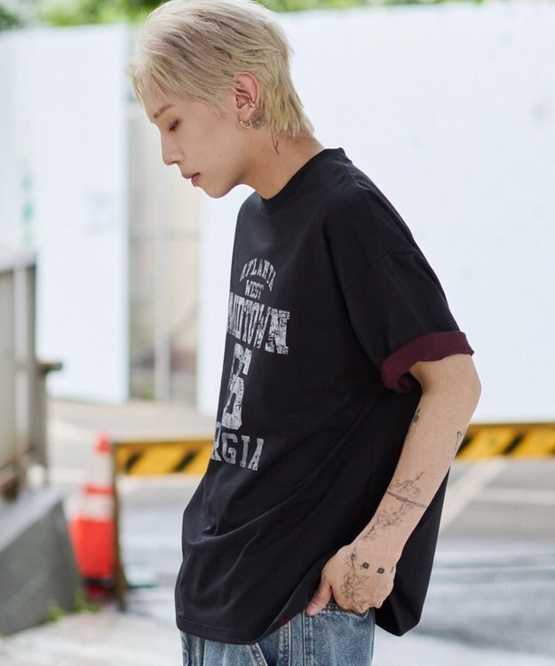 WEGO 【ユニセックス着用ITEM】バイカラーロゴT（SS） ブラック