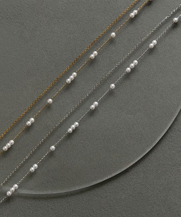 Phoebe 〈金属アレルギー対応〉レイヤードステーションパールネックレス　シルバー　ステンレス シルバー