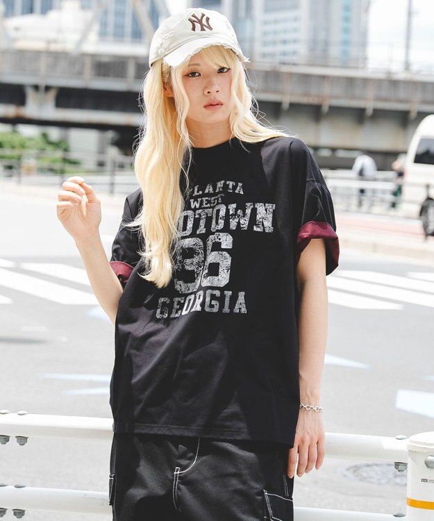 WEGO 【ユニセックス着用ITEM】バイカラーロゴT（SS） ブラック