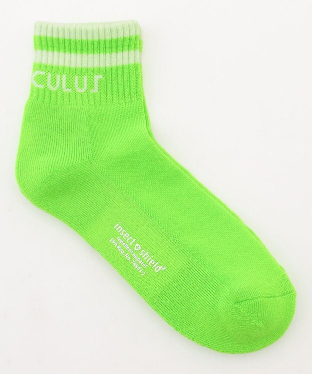 PW CIRCULUS 【虫よけ加工】【MEN】ラインソックス ショート丈  ゴルフ ライトグリーン系