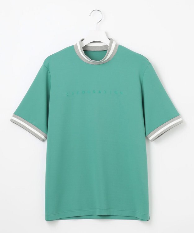 23区GOLF 【23Fondation】【吸水速乾/UVケア】ライトダンボール モックネック スカイブルー系