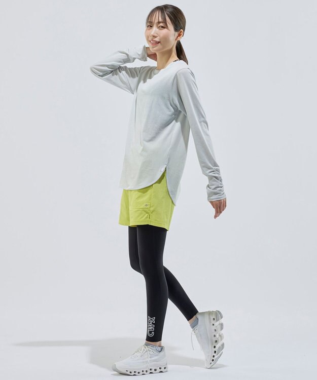 CW-X 【WOMEN】 CW-X ロングＴシャツ 梨地素材 薄手 シアー感 スポーツウェア 長袖 レディース DLY129 /ワコール グレー