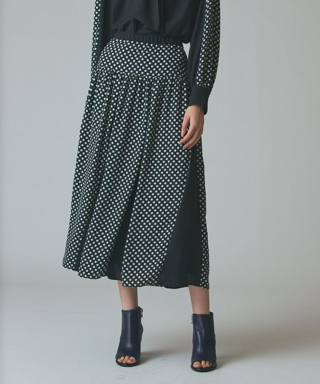 GRACE CONTINENTAL ドットコンビスカート ブラック
