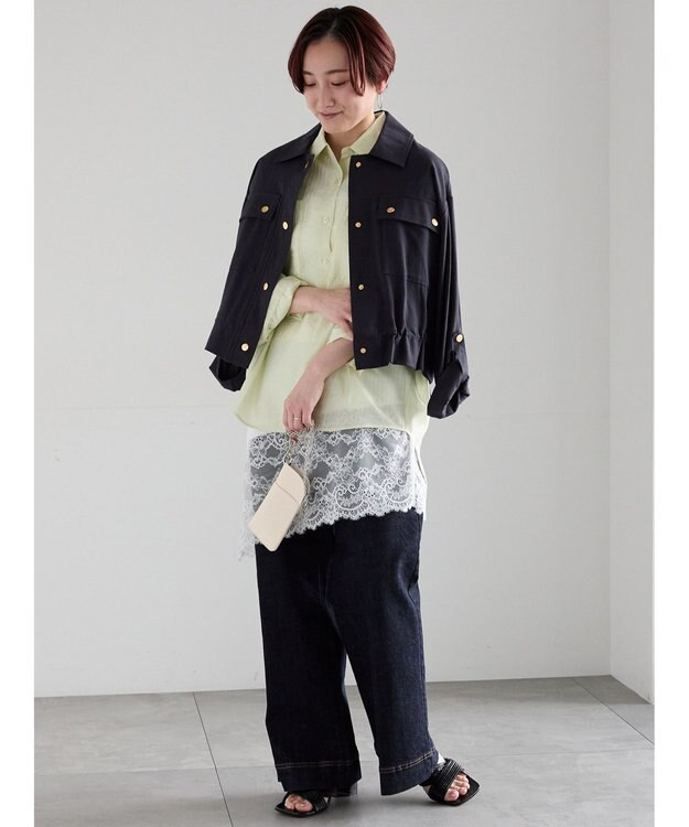 Te chichi リネンライクWポケットジャケット ネイビー