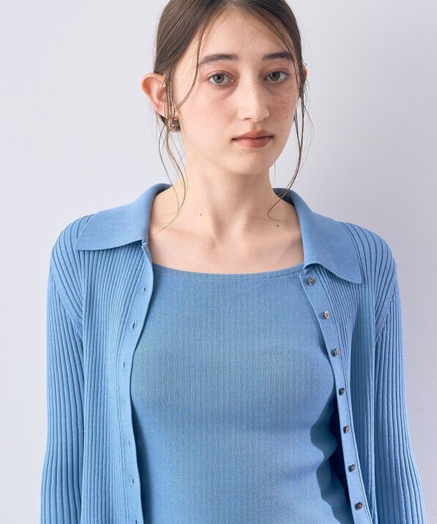 YECCA VECCA 【2点セット】キャミセット襟付きカーディガン Blue