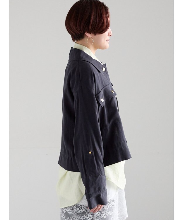Te chichi リネンライクWポケットジャケット ネイビー