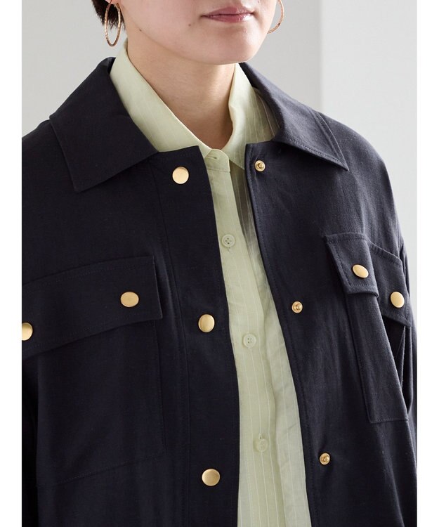 Te chichi リネンライクWポケットジャケット ネイビー