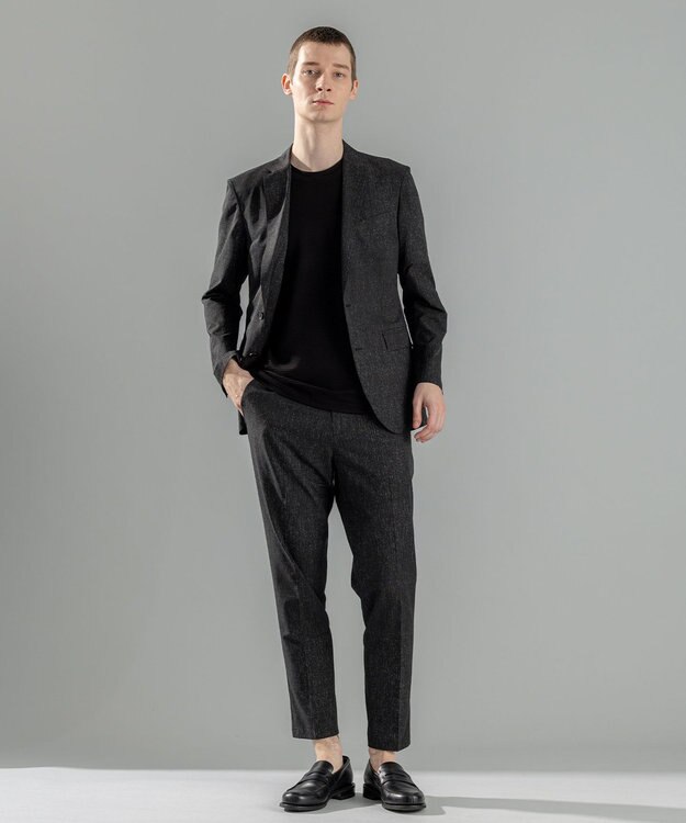 JOSEPH HOMME タックリップルジャージー　クルーネックTシャツ ブラック系