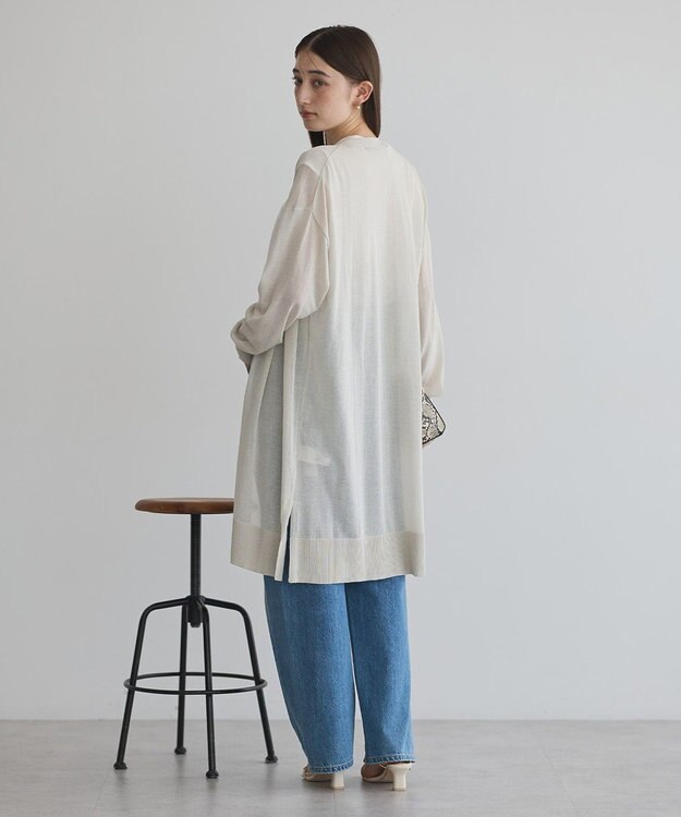 YECCA VECCA シアーニットロング丈カーディガン Light Beige