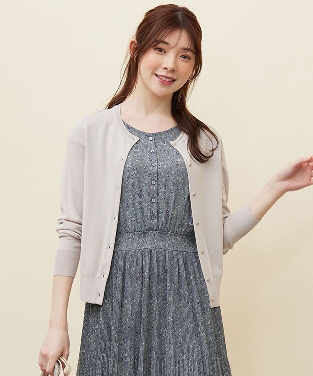 ANY SIS L 【接触冷感 / UVケア】ベーシッククールタッチ カーディガン ライトグレー