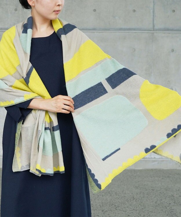 nitorito 【UNISEX】snowcover オリジナル雪山柄 ストール beige