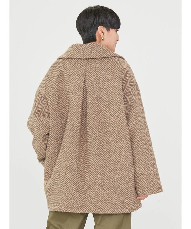 AMERICAN HOLIC ツイードライクコクーンミディコート Brown