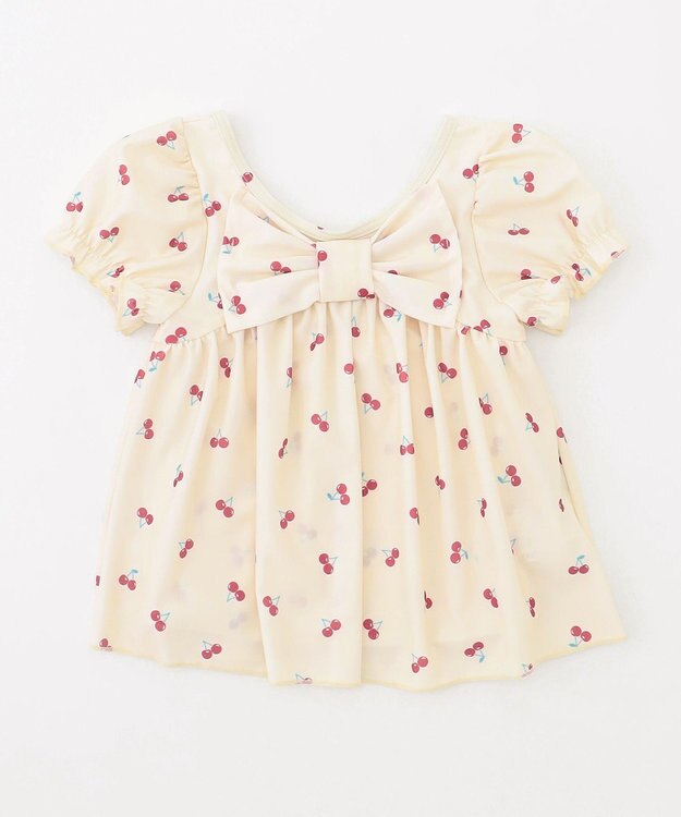 ANY KIDS 総柄 セパレート水着 エクリュ×ピンク（サクランボ）