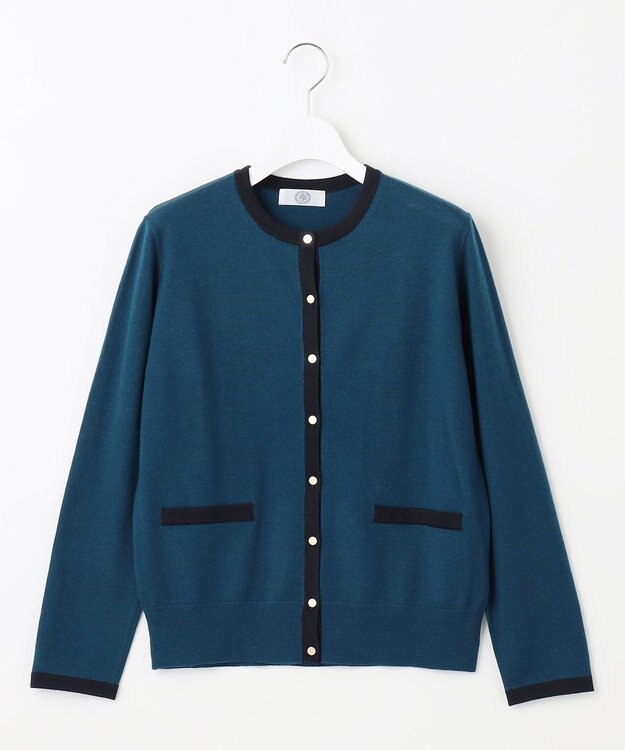 J.PRESS LADIES 【洗える】トリムツイン ニット グリーン系