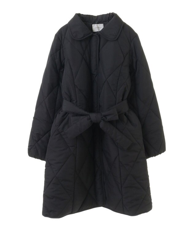 Green Parks ファー衿ダイヤキルト中綿コート Black