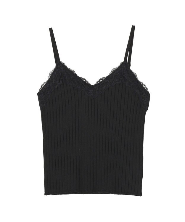 earth music&ecology レースリブキャミソール Black