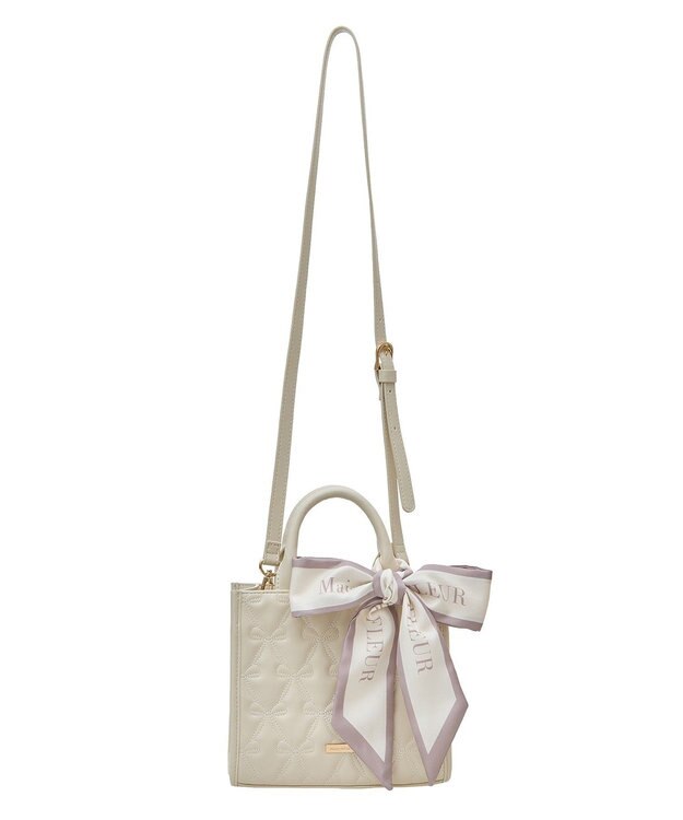 Maison de FLEUR スカーフ付リボンキルティング2Wayバッグ Ivory
