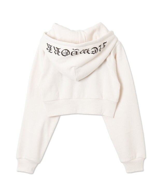 WEGO グラフィック裏起毛ショートZIPパーカー ホワイトアイボリー