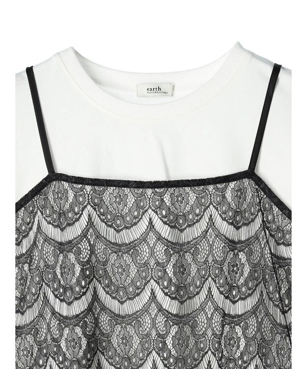 earth music&ecology ＳＥＴ２点レースキャミソール＋ＴＥＥ Black